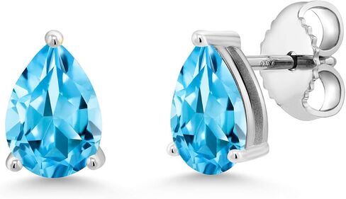 Gem Stone King 925 Sterling Silver Purple Amethyst Stud Earrings For Women (1.28 Cttw, Gemstone Birthstone, Pear Shape 7X5MM) in Saudi Arabia
