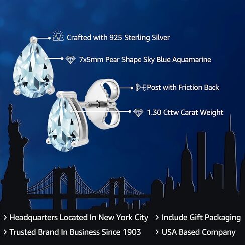 Gem Stone King 925 Sterling Silver Purple Amethyst Stud Earrings For Women (1.28 Cttw, Gemstone Birthstone, Pear Shape 7X5MM) in Saudi Arabia