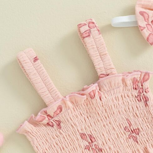 Engofs Newborn Baby Girl Summer Clothes Sleeveless Romper with Headband Boho Outfits in Kuwait