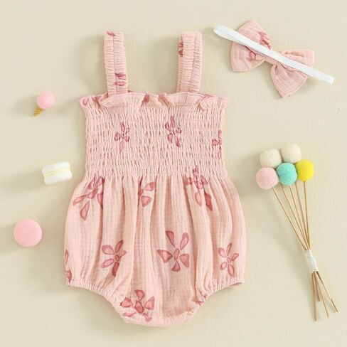 Engofs Newborn Baby Girl Summer Clothes Sleeveless Romper with Headband Boho Outfits in Kuwait