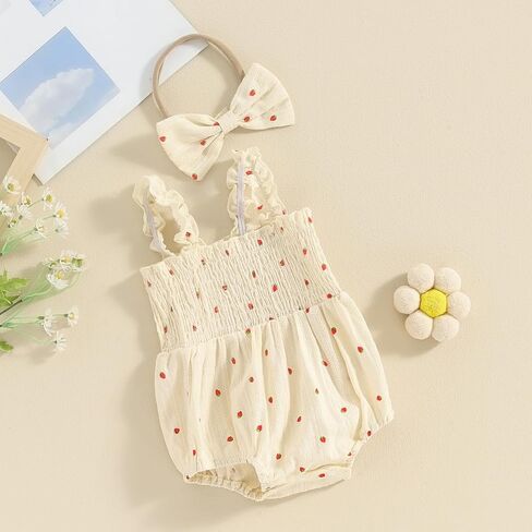Engofs Newborn Baby Girl Summer Clothes Sleeveless Romper with Headband Boho Outfits in Kuwait