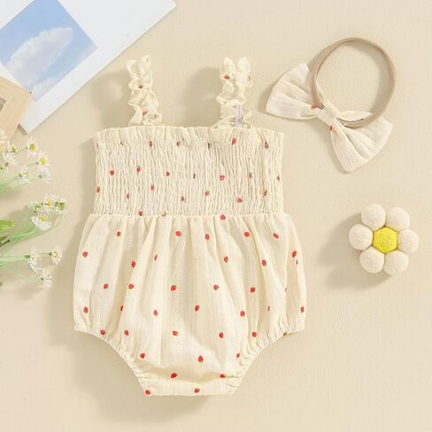 Engofs Newborn Baby Girl Summer Clothes Sleeveless Romper with Headband Boho Outfits in Kuwait