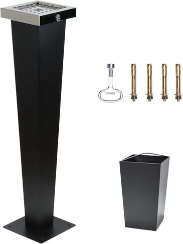 Podoy الدائمة منفضة سجائر في الهواء الطلق الفولاذ المقاوم للصدأ التخلص من السجائر المدخنين المخفر 37.6 بوصة مع دلو داخلي الطابق الدائمة منفضة سجائر السيجار للفناء الخارجي in Kuwait