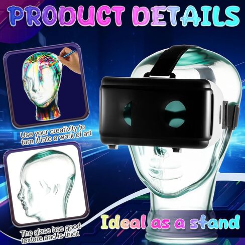 11.5 Inch Clear Glass Head Display Glass Human Head Statue Glass Mannequin Head Home Decoration Glass Transparent Head for Eyes Hats Ornaments Props AR Glasses Not Included in Saudi Arabia