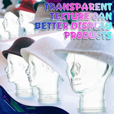 11.5 Inch Clear Glass Head Display Glass Human Head Statue Glass Mannequin Head Home Decoration Glass Transparent Head for Eyes Hats Ornaments Props AR Glasses Not Included in Saudi Arabia