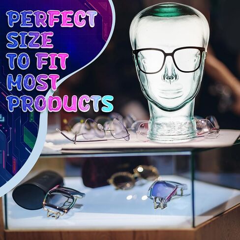 11.5 Inch Clear Glass Head Display Glass Human Head Statue Glass Mannequin Head Home Decoration Glass Transparent Head for Eyes Hats Ornaments Props AR Glasses Not Included in Saudi Arabia