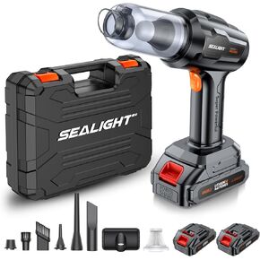 SEALIGHT Handheld Car Vacuum Cordless, Portable Car Vacuum with 21000pa High Power Suction, Two Batteries Long Endurance, 18v/120w Mini Vacuum Cleaner for Car, Home, Office, Pet