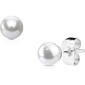 316L Surgical Steel Synthetic Faux Pearl Stud Earrings (3mm/4mm/5mm/6mm/7mm)