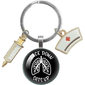 YAZMEEN Nurse in Progress Please Wait Transparent Cabochons Keychain with Nurse Cap and Syringe Pendant Nurse Student Metal Keychain Appreciation Keychain Gifts for RN LPN CNA Nursing Doctor Student,