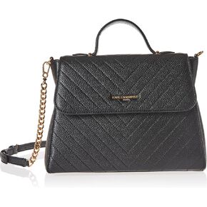Karl Lagerfeld Paris Charlotte Satchel, BK/WT ABS Houndstooth