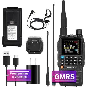 راديو TIDRADIO TD-H3 GMRS متعدد النطاق لاستقبال أجهزة اتصال لاسلكية طويلة المدى، برمجة وشحن USB-C، بطارية 2500 مللي أمبير في الساعة، استقبال AM/FM، نسخ الراديو اللاسلكي، DTMF NOAA VOX SCAN، دعم غرد
