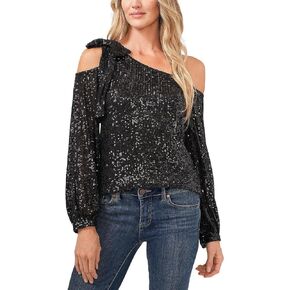 CeCe Sequin One Shoulder Top