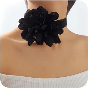 Vpanda Flower Rose Choker Necklace Velvet Silk Black Choker for Women Wrap Leather Collar Neck Chain Floral Bridal Jewelry Party Accessories