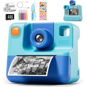 Instant Print Camera for Kids,1080P Kids Instant Cameras,HD Digital Video Cameras Toddler 3 Print Paper & 32G Card,Christams Birthday Gifts for Girls Boys Age 4 5 6 7 (Blue)