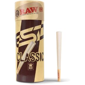 RAW Cones Classic King Size | 50 Pack | Natural Pre Rolled Rolling Paper with Tips & Packing Tubes Included