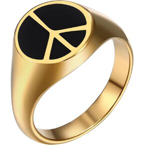 Stainless Steel Peace Sign Ring Band World Peace Symbol Rings for Men Women