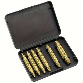 6-piece damaged screw puller kit: Double headed screw removal tool for easy removal of bolt puller and head screw remover - high-speed steel (gold 6pc drill bit [boxed])