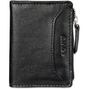 Levi's Men's RFID Embossed Logo Magnetic Front Pocket Wallet, Black