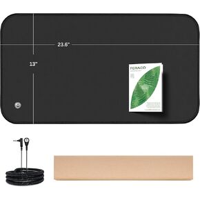 Feraco Earthing Mat Grounding Pad for Desk for Sleep, Pain Relief, Inflammation, Balanced Energy & Overall Wellbeing, 13" x 23.6" Universal Therapy Sheet, Anti-Tangle Wire Included