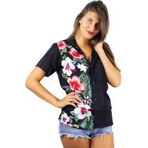 V.H.O. Funky Hawaiian Blouse Women Short-Sleeve Front-Pocket Wedding Flowers Multiple Colors …