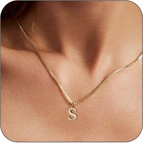 BERISO Gold Initial Necklaces for Women 14K Gold Plated Dainty Letter Necklace Personalized Initial Pendant Necklace Tiny Letter Name Necklaces Christmas Gift for Teen Girls