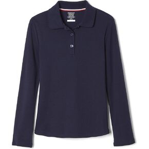 French Toast -girls Long Sleeve Interlock With Picot Collar (Standard & Plus) Polo Shirt, Navy, 6-6X US