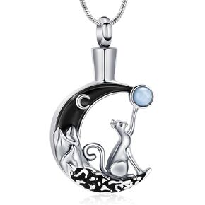 QGJNSGC Crescent Sun and Moon Urn Necklace for Ashes Moon Pendant Necklace Celtic Knot Crescent Moon Rose Cremation Jewelry for Women Men Memorial Human Ashes Locket