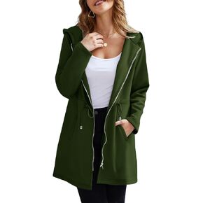 Leaduty Women's Cozy Zip Up Plain Hoodies Long Fuzzy Fleece Jacket Coat Open Front Cardigan