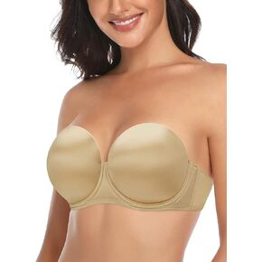 Push Up Strapless Bra for Large Bust Women Full Cup Convertible Bra Light Lined Underwire