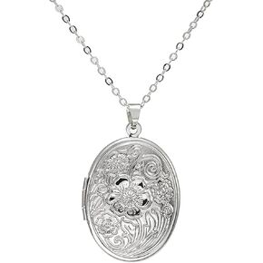 POYAMUSE Retro Flower Locket Pendant Necklace - Vintage Copper Colored Charms Locket Jewelry for Memorial Keepsake DIY Locket Gift