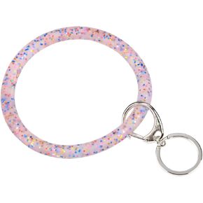 RIAH FASHION Key Ring & Wrist Bangle Bracelet - Round Circle Keychain Organizer Hands-Free Wrist Holder