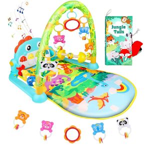 Baby Gym Play Mat, Infant Play Mat and Activity Gym, Baby Play Piano Gym, Musical Activity Center for Baby, Play Mats for Babies and Toddlers, Tummy Time Mat Toys 0-3-6-12 Months
