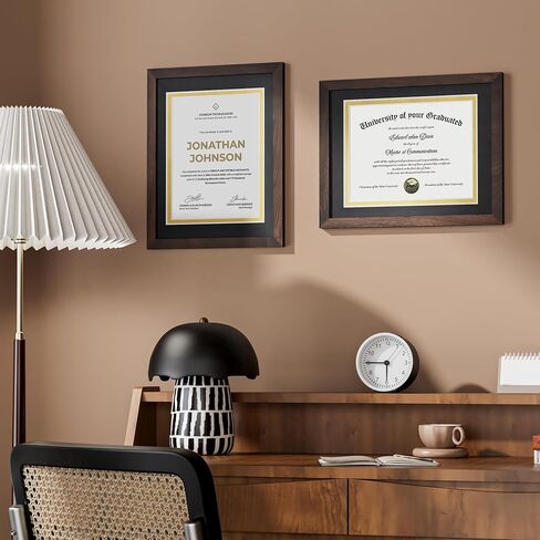 Fun Memories 11x14 Diploma Frame, 100% Solid Walnut Wood Certificate Picture Frame with High Definition Glass, Document Frame for Wall and Tabletop, Blue Mat in Kuwait