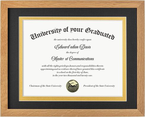 Fun Memories 11x14 Diploma Frame, 100% Solid Walnut Wood Certificate Picture Frame with High Definition Glass, Document Frame for Wall and Tabletop, Blue Mat in Kuwait