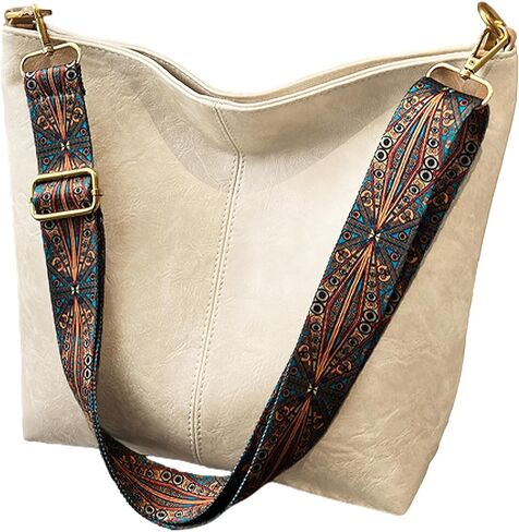 Anopo PU Leather Shoulder Bags for Women with Adjustable Guitar Strap Vintage Tote Bag Hobo Purse Vegan Handbag in Saudi Arabia