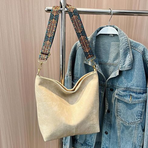 Anopo PU Leather Shoulder Bags for Women with Adjustable Guitar Strap Vintage Tote Bag Hobo Purse Vegan Handbag in Saudi Arabia