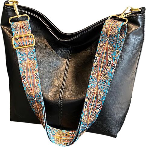 Anopo PU Leather Shoulder Bags for Women with Adjustable Guitar Strap Vintage Tote Bag Hobo Purse Vegan Handbag in Saudi Arabia