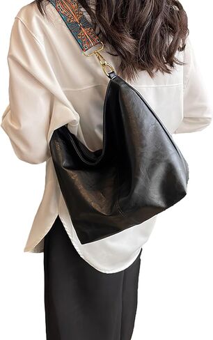 Anopo PU Leather Shoulder Bags for Women with Adjustable Guitar Strap Vintage Tote Bag Hobo Purse Vegan Handbag in Saudi Arabia