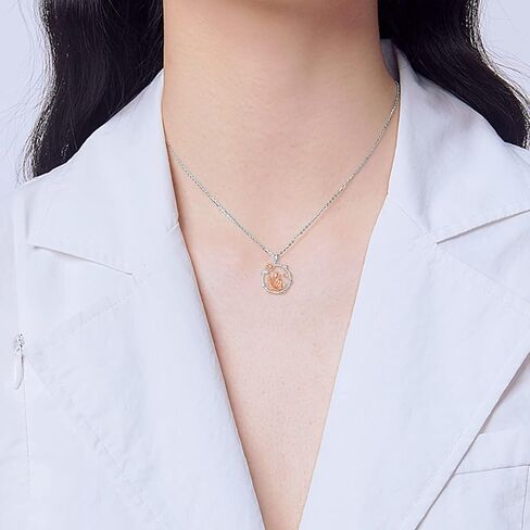 BETHZA Diamond Fox Necklace for Women D Color VVS Diamonds with Moon/Rose Sterling Silver Pendant Necklaces Jewelry Gifts for Birthday Anniversary Mother's Day Christmas in Saudi Arabia