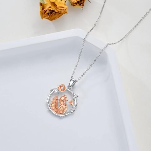 BETHZA Diamond Fox Necklace for Women D Color VVS Diamonds with Moon/Rose Sterling Silver Pendant Necklaces Jewelry Gifts for Birthday Anniversary Mother's Day Christmas in Saudi Arabia