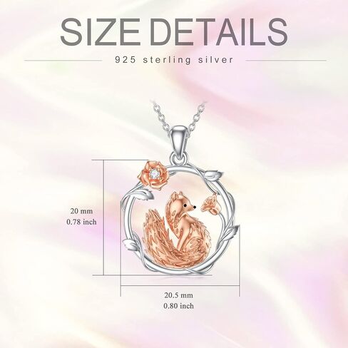 BETHZA Diamond Fox Necklace for Women D Color VVS Diamonds with Moon/Rose Sterling Silver Pendant Necklaces Jewelry Gifts for Birthday Anniversary Mother's Day Christmas in Saudi Arabia