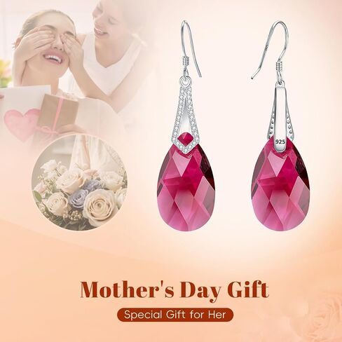 EleQueen 925 Sterling Silver CZ Teardrop Bridal Hook Dangle Earrings Made with Austrian Crystal for Women, Valentine's Day/Mother's Day/Christmas Jewerly Gift for Girlfriend/Mom in Saudi Arabia