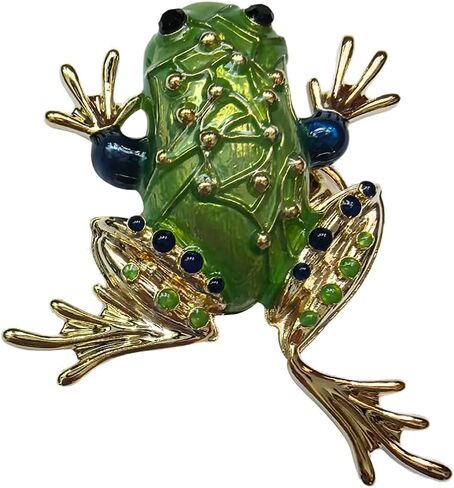 Green Enamel Lotus Leaf Frog Cartoon Lucky Animal Brooch Breastpin Hat Pins Boutonniere Collar Lapel Pins Clothing Costume Accessories Jewelry for Women Men in Saudi Arabia