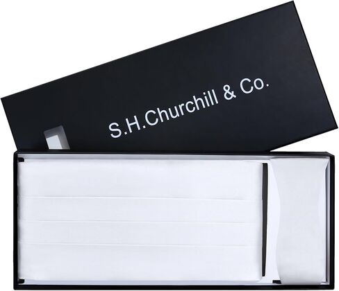 S.H. Churchill & Co. 100% Silk Self-Tie Bow Tie and Cummerbund Set for Tuxedo, Wedding, Black-Tie Event- 16MM Silk, Gift Box in Kuwait