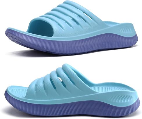 KuaiLu Womens Recovery Sandals With Comfortable Plantar Fasciitis Support,Ladies Orthotic Open Toe Sport Slides Thick Cushion Reduces Stress on Feet,Joints & Back Post-Exercise in Saudi Arabia