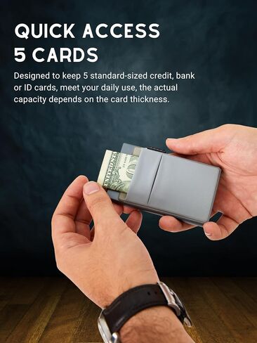 Lufanc Wallet - Slim Metal RFID Blocking Credit Card Holder for Men - Minimalist Pop Up Cards Wallet - Credit Card Wallet with Money Pocket Metal Card Case (Black) in Saudi Arabia