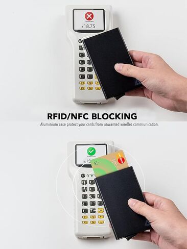 Lufanc Wallet - Slim Metal RFID Blocking Credit Card Holder for Men - Minimalist Pop Up Cards Wallet - Credit Card Wallet with Money Pocket Metal Card Case (Black) in Saudi Arabia