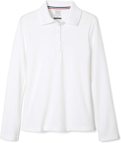 French Toast -girls Long Sleeve Interlock With Picot Collar (Standard & Plus) Polo Shirt, Navy, 6-6X US in Kuwait