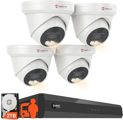 Anpviz 8CH 4K PoE Security Camera System, 6pcs 8MP Wired PoE Cameras with Person Vehicle Detection, Smart Dual Light Color Night Vision, 4K/8MP 8CH NVR with 2TB HDD for Business(U Series) in Saudi Arabia
