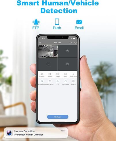 Anpviz 8CH 4K PoE Security Camera System, 6pcs 8MP Wired PoE Cameras with Person Vehicle Detection, Smart Dual Light Color Night Vision, 4K/8MP 8CH NVR with 2TB HDD for Business(U Series) in Saudi Arabia